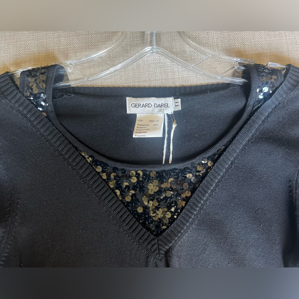 NWT Gerard Darel black top with sequin neckline